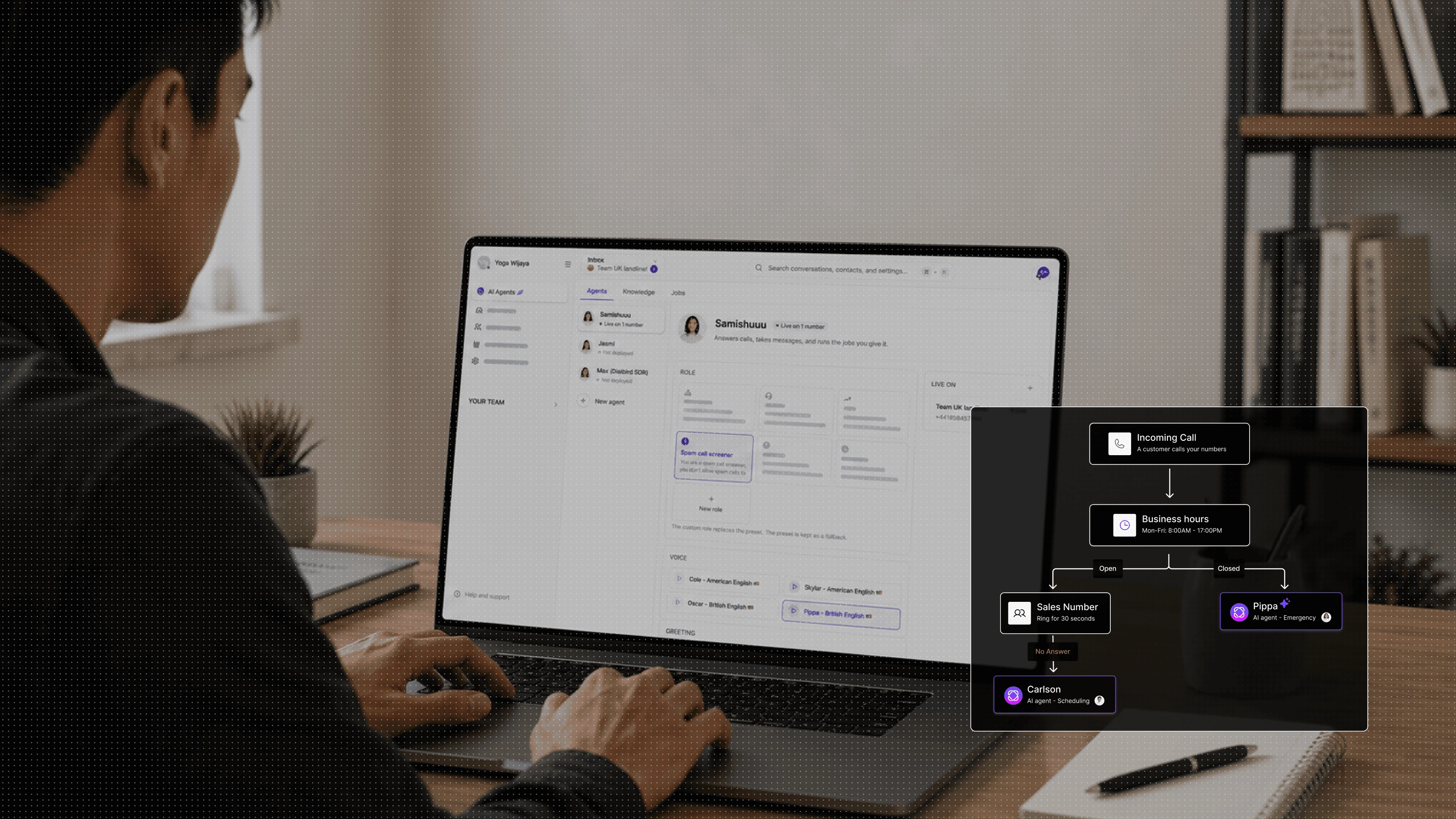 Dialbird multi-location phone system showing a team managing customer conversations while AI call routing directs callers to the right location.