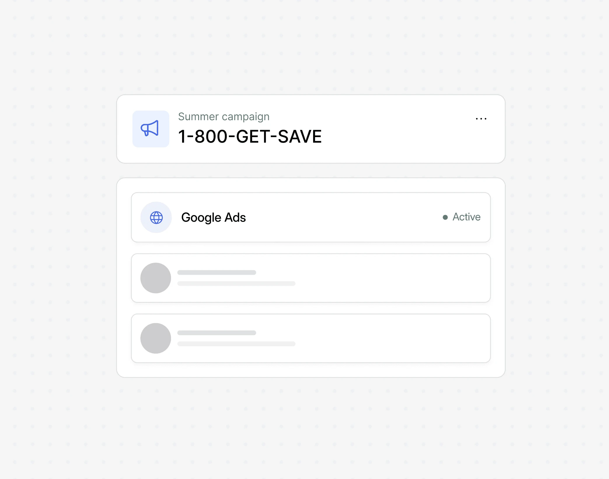 Dialbird vanity number connected to a business campaign so calls from ads and landing pages can be tracked and managed.
