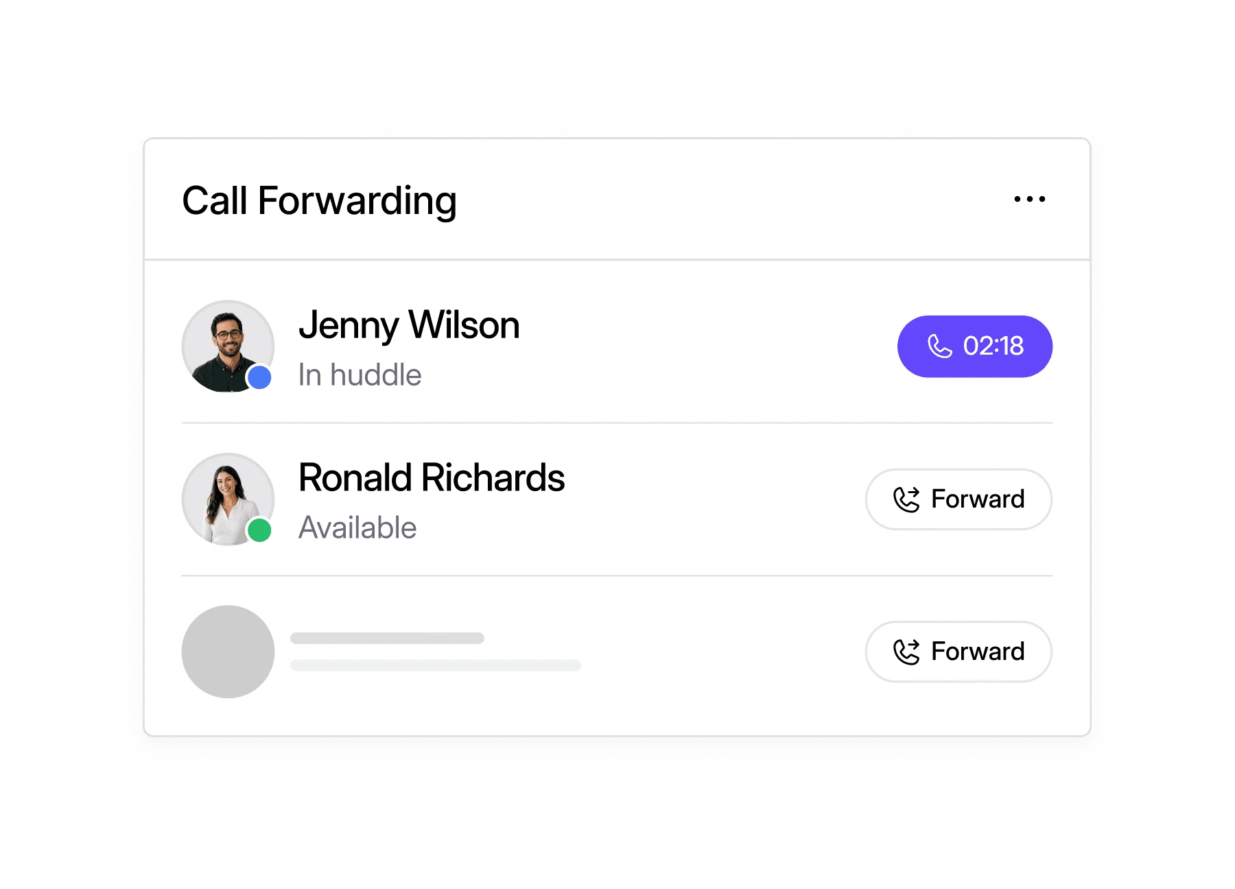 Dialbird forwarding incoming calls to available teammates or other devices.