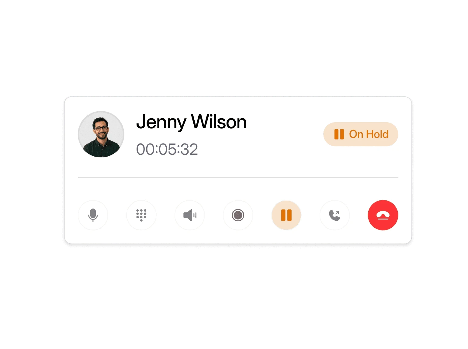 Dialbird placing a live customer call on hold without ending the conversation.