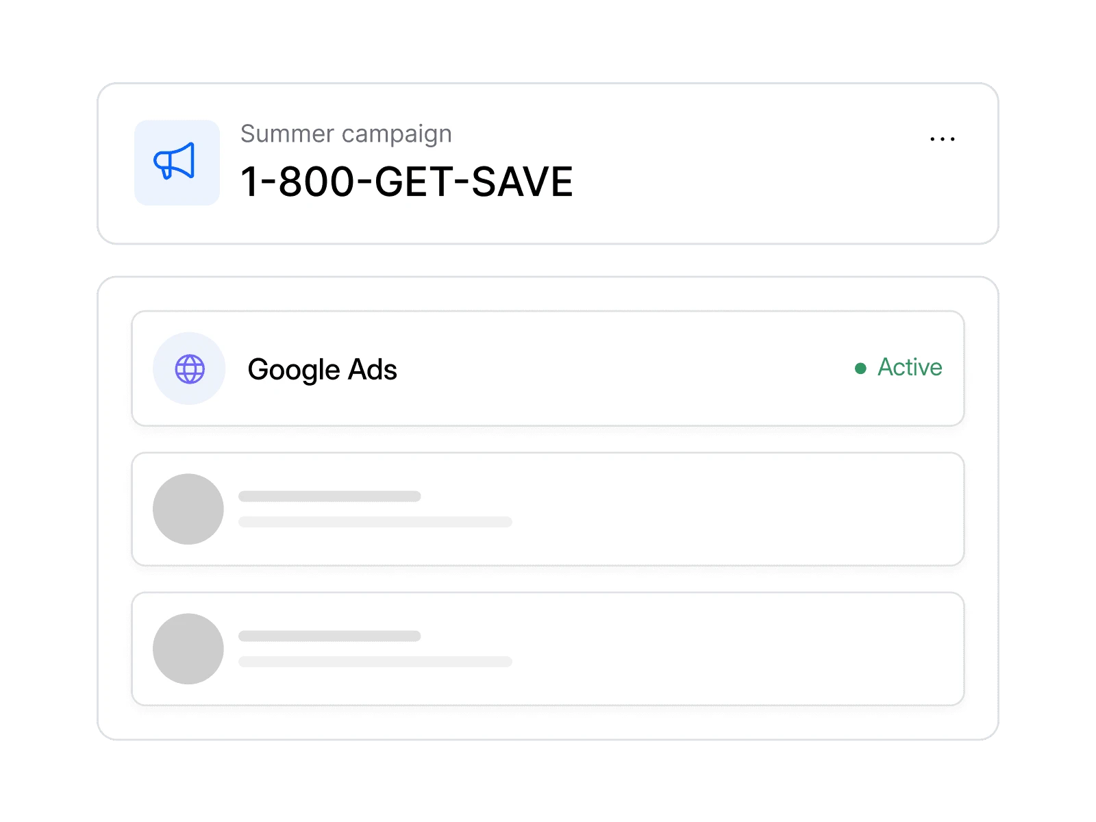 Dialbird campaign management showing a business number connected to an active calling and messaging campaign