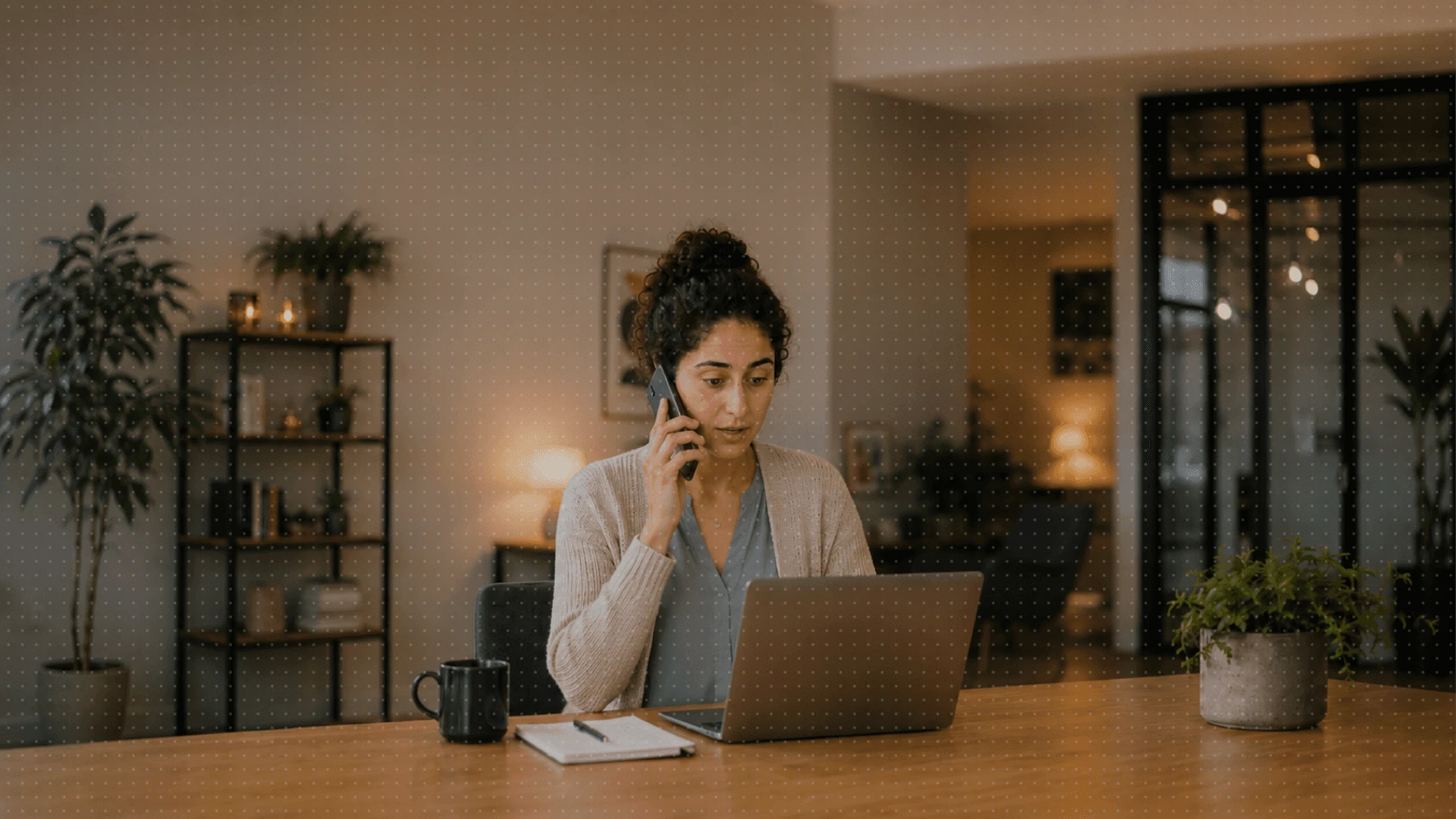 Dialbird team member making an internal call from a team chat while working on a laptop.