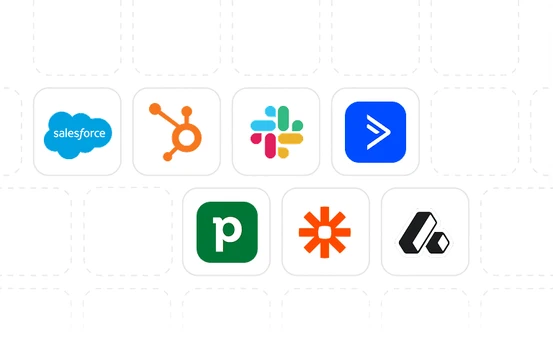 Integration logos including Salesforce, HubSpot, Slack, ActiveCampaign, Pipedrive, Zapier, and Google Ads displayed in the Dialbird interface.