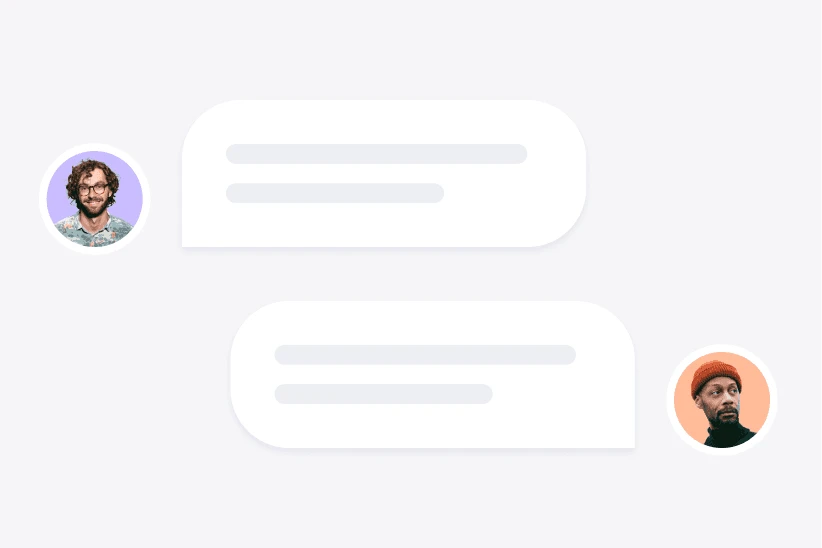 Chat message bubbles with user profile photos displayed in the Dialbird interface.