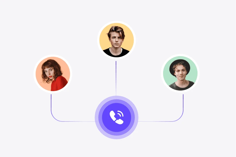 Three users connected in a single call in the Dialbird