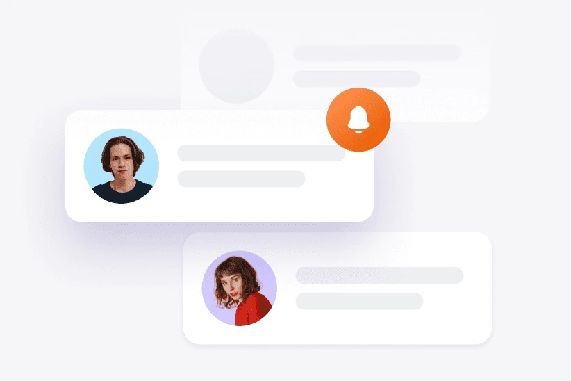 Contact cards displaying user profile photos in the Dialbird interface.
