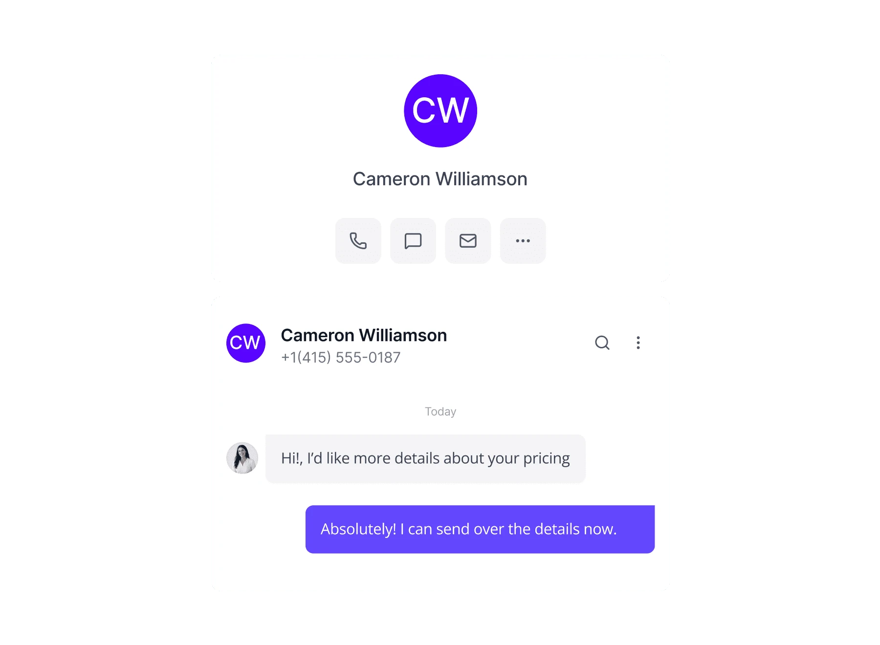 Dialbird shared inbox bringing customer calls and messages into one workspace for the whole team.