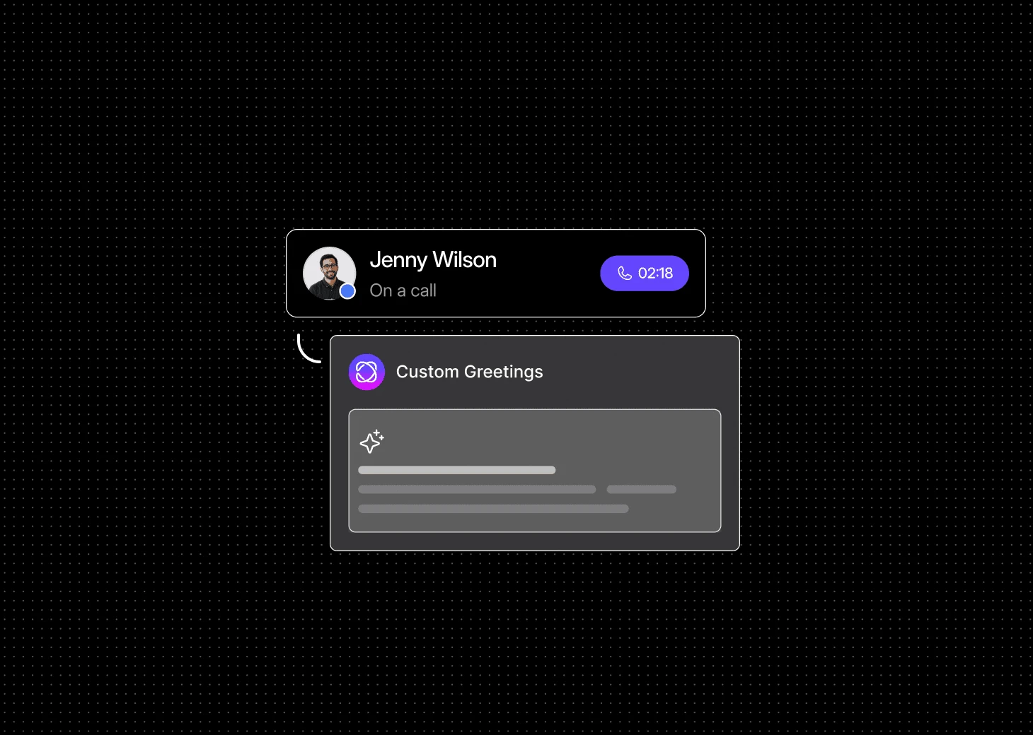 Dialbird support greeting showing a welcome message that sets the tone for the customer conversation before it reaches the team.