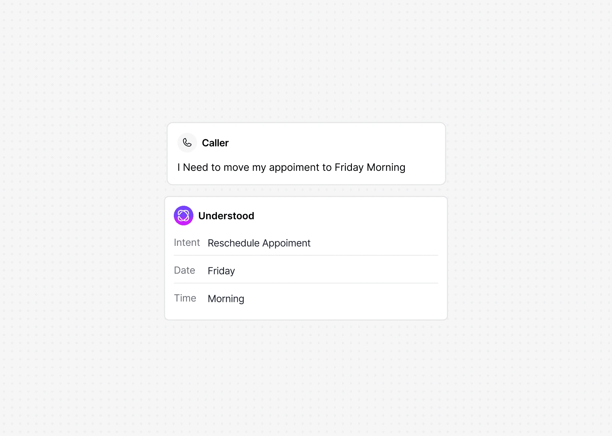Dialbird AI agent understanding a caller’s request and identifying what they need during the conversation.